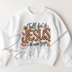 Fall for Jesus He never leaves (Cheetah Print)